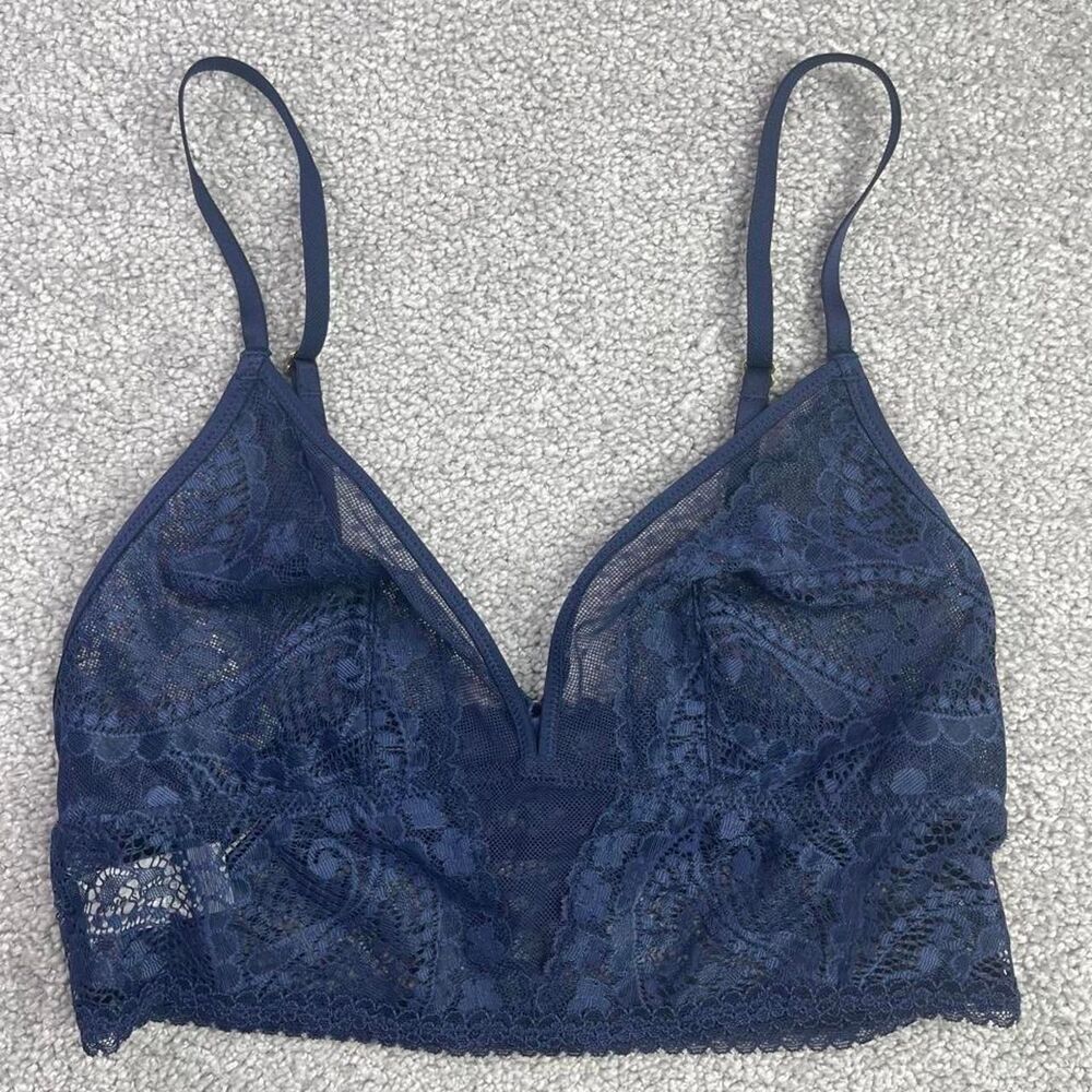 Aerie Navy Blue Lace Bralette Size Small